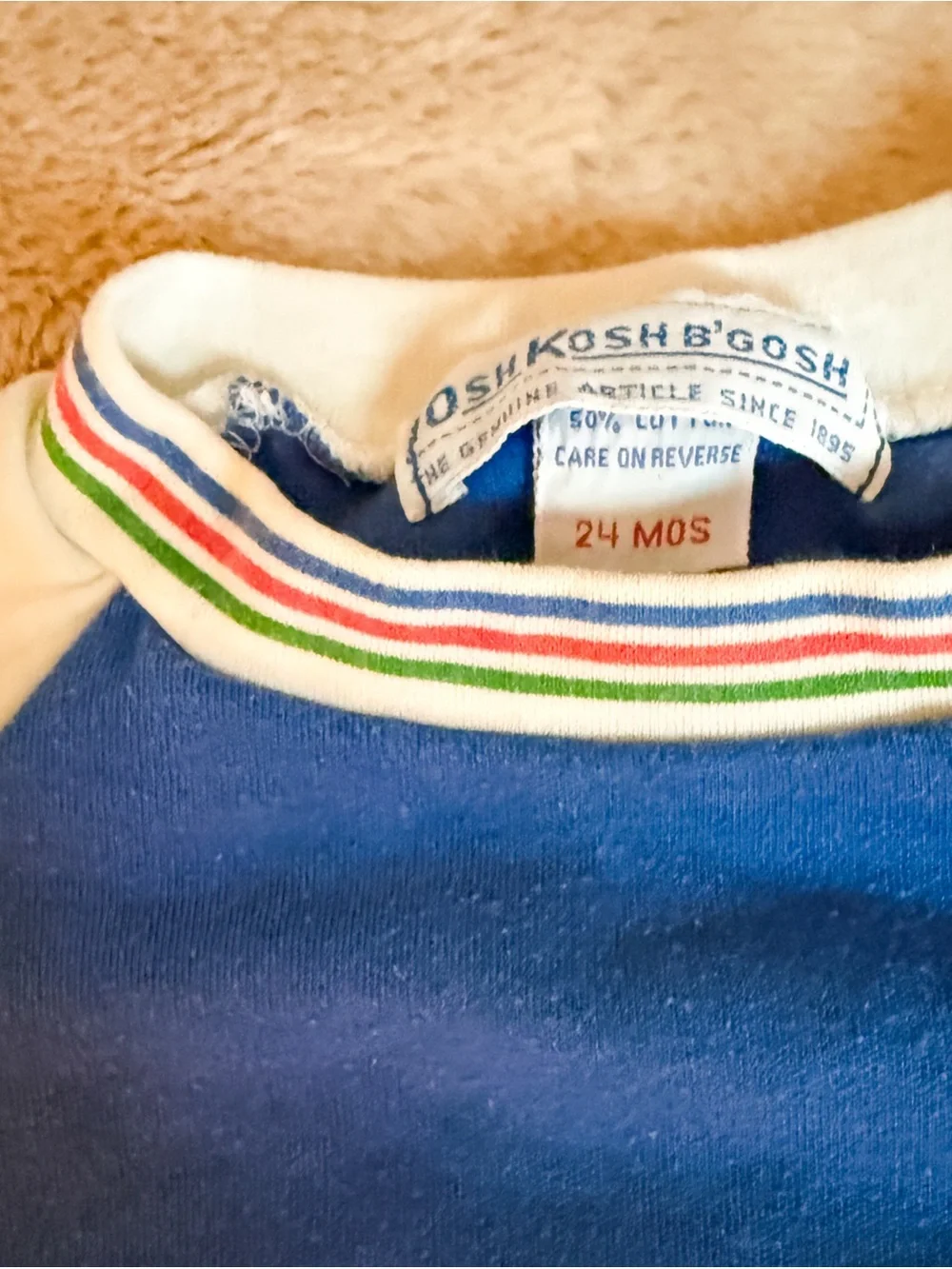 Vintage OshKosh B'gosh Royal Blue and White Raglan Tee with Sailboat Accents